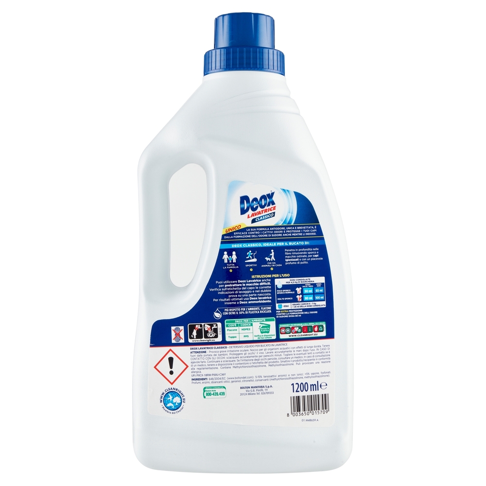 Deox Lavatrice Classico Profumo di Pulito, 24 lav, 1200 ml